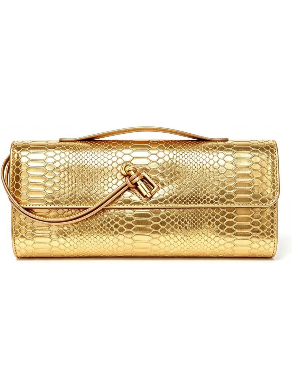 Women's Gold Snake Print Shining Clutch Purse Formal Crossbody Shoulder Bag